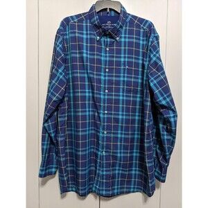 Southern Tide Shirt Mens XL Blue Plaid Fishing Angler Vented Outdoors Boating